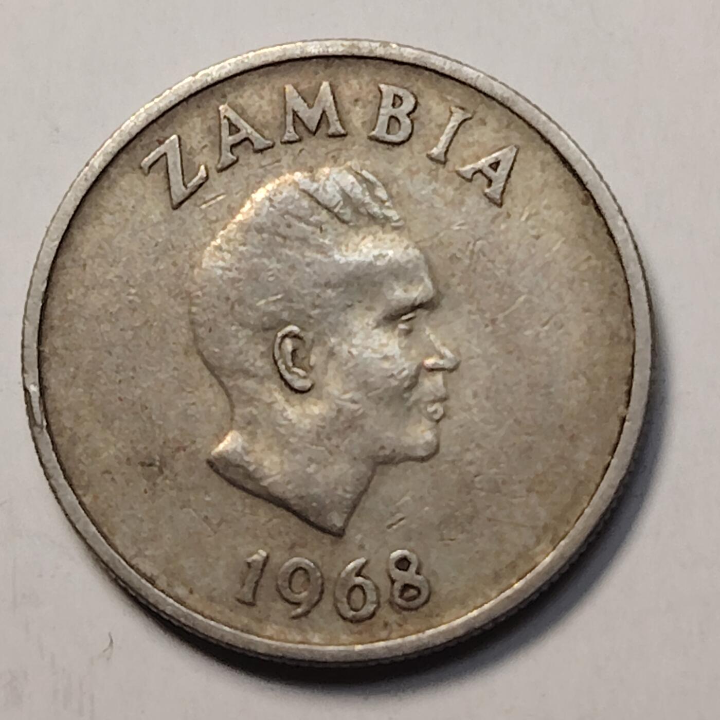 布加迪🐬～世界钱币(上海)🌾第 257 期 /  各国套币和散币 赞比亚🇿🇲 1968年 5分