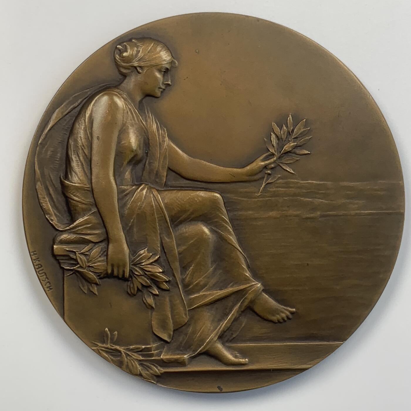 掌中浮雕-藏着的欧洲第040场 原盒好品法国新艺术大铜章：1938年法国马铃薯贸易商会奖章，103mm，Kautsch作品