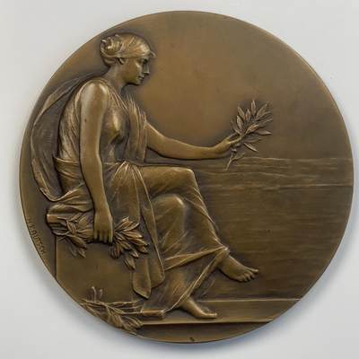 掌中浮雕-藏着的欧洲第040场 - 原盒好品法国新艺术大铜章：1938年法国马铃薯贸易商会奖章，103mm，Kautsch作品