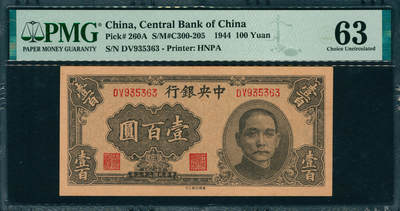 上海炎玺拍卖 玺韵华章：第五章  - 中央銀行壹佰圓