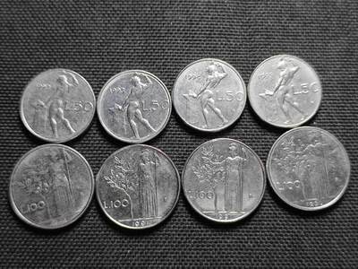 KK钱币收藏小铺  第364场  2月预留时间 周末发货 -  意大利小里拉50/100里拉4对8枚