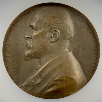 掌中浮雕-藏着的欧洲第040场 - NGC MS63 : 1907年法国医学教授亨利.哈洛普纪念铜章，68mm，大师沙普兰（J.C.Chaplain）经典作品