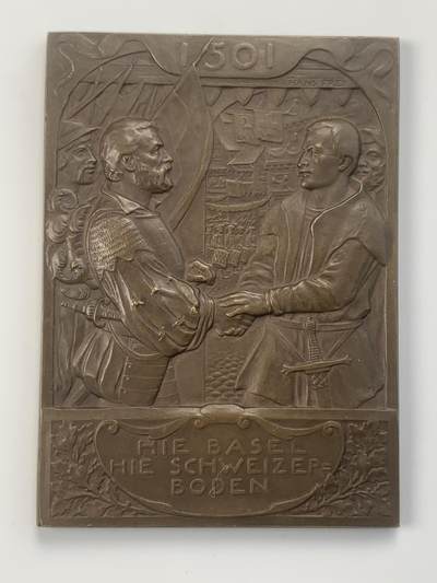 掌中浮雕-藏着的欧洲第040场 - 1901年瑞士巴塞尔加入瑞士联邦400周年纪念矩形大铜章，58mm*80mm