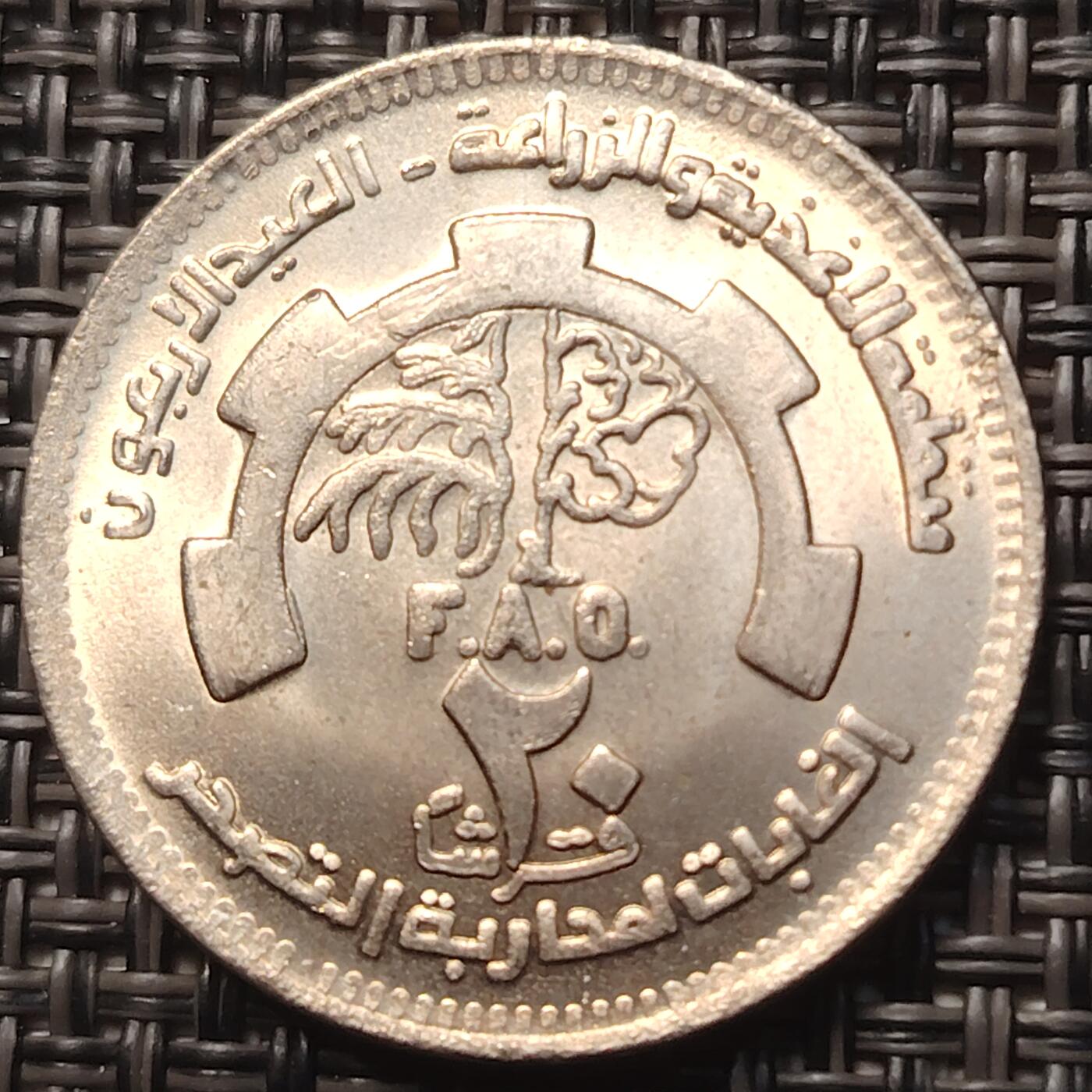 布加迪🐬～世界钱币(上海)🌾第 257 期 /  各国套币和散币 苏丹🇸🇩 1985年 20格西 FAO纪念币 27mm