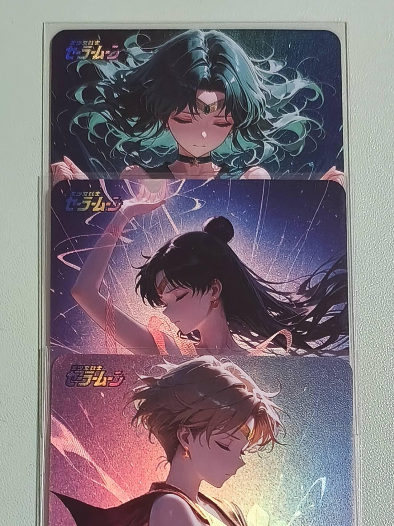 光影卡牌第25期，各家亲签，各家套卡，持续收拍品 嘎嘎鸭精品彩闪，丝带美少女战士冥王＋天王＋海王共3张