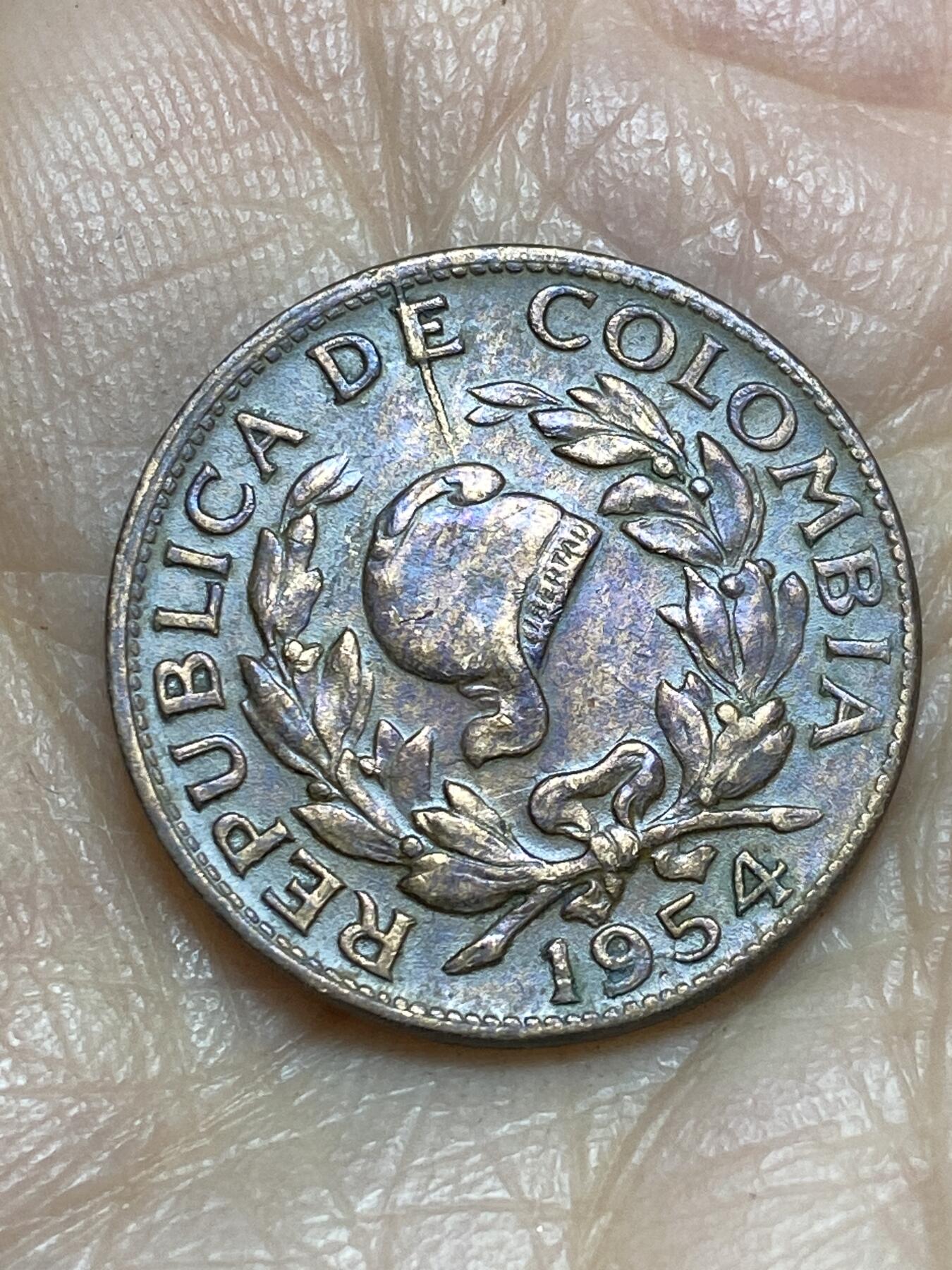 2025年第一百二十三场(总第一百四十九场）外国好品散币(免佣金) 哥伦比亚🇨🇴1954年5分