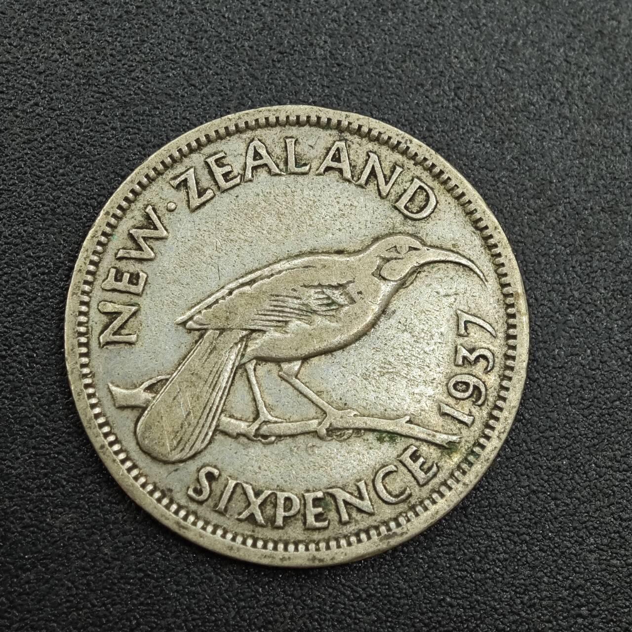 【淘币小摊】实时拍第七百八十八拍   散币小银币场   满百包邮可预留二周 每周一统一发货   新西兰1937年乔治六世6便士银币