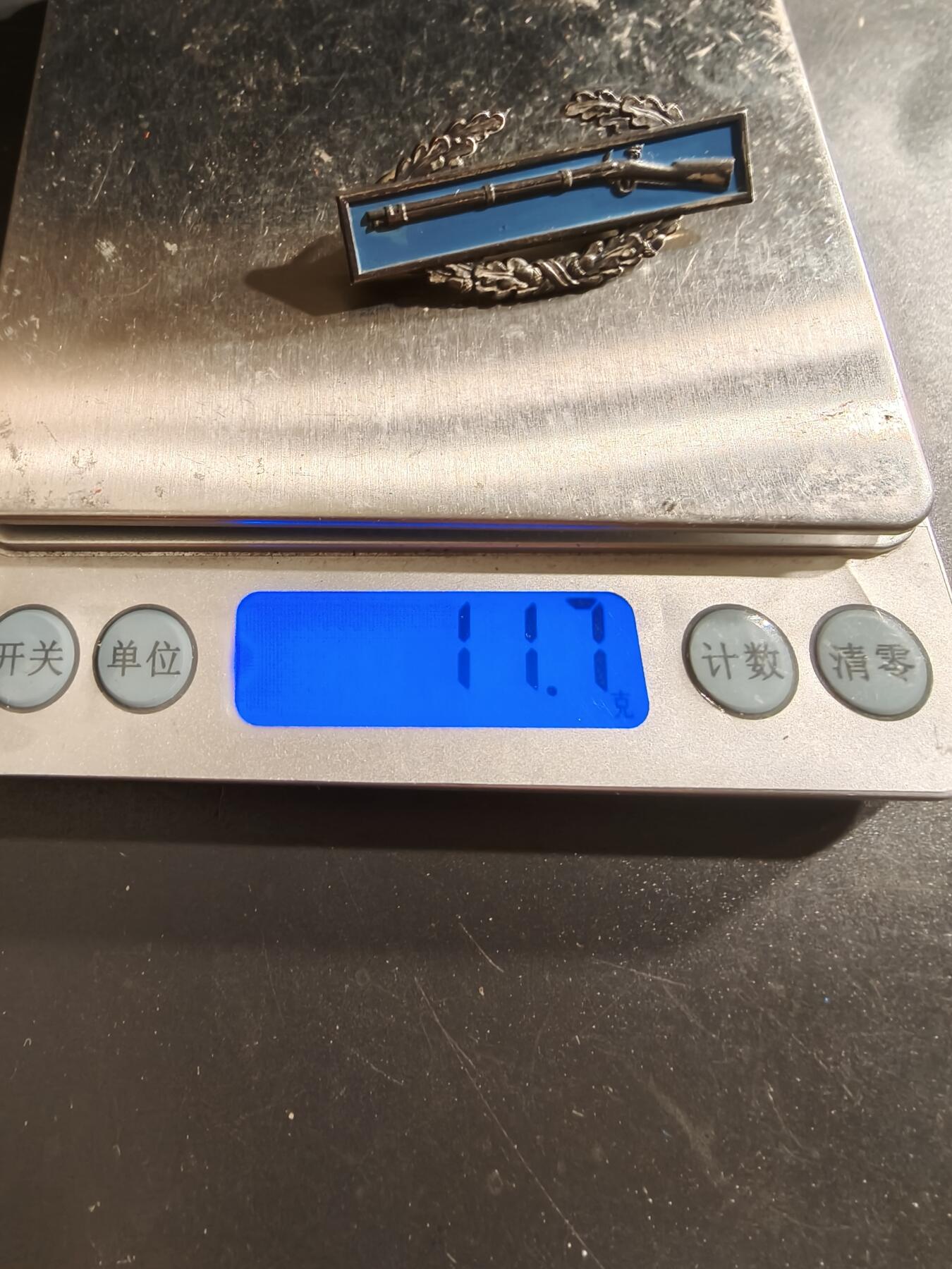 老王徽章第161期 美国战斗步兵技能章     晚礼服迷你尺寸    1.25英寸左右     925银质珐琅    11.7g 