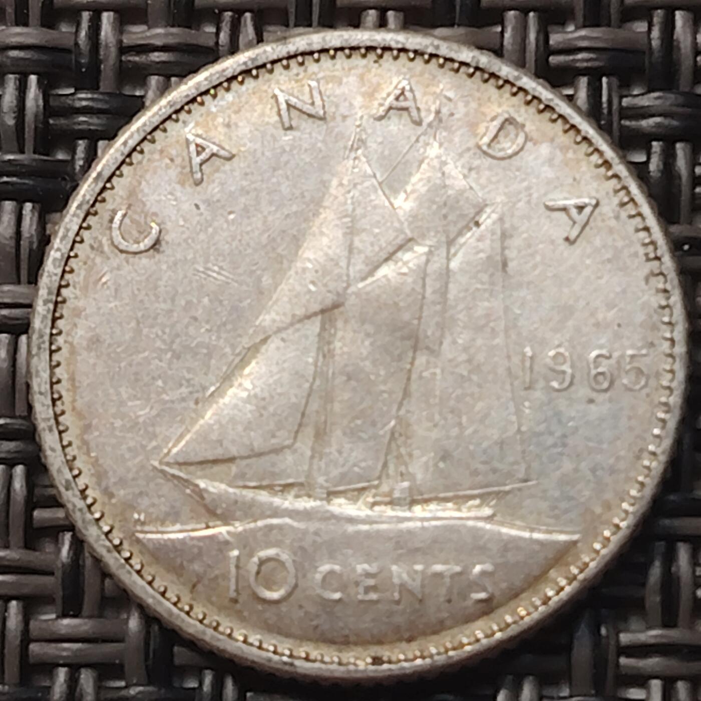 布加迪🐬～世界钱币(上海)🌾第 257 期 /  各国套币和散币 加拿大🇨🇦 1965年 10分银币