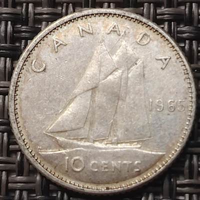 布加迪🐬～世界钱币(上海)🌾第 257 期 /  各国套币和散币 - 加拿大🇨🇦 1965年 10分银币