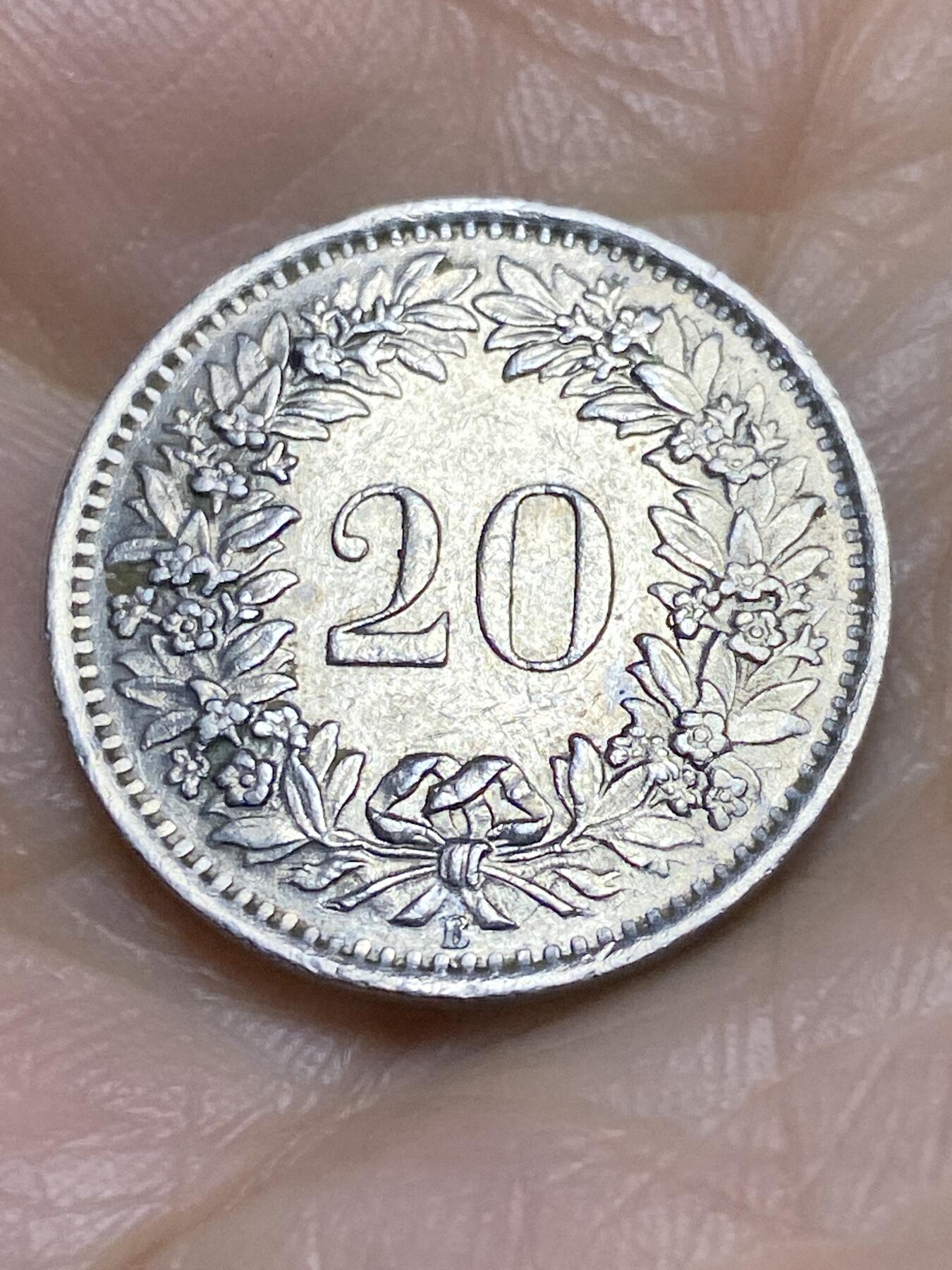 2025年第一百二十二场(总第一百四十八场）外国好品散币(免佣金) 瑞士🇨🇭1969年20分(B标伯尔尼造)