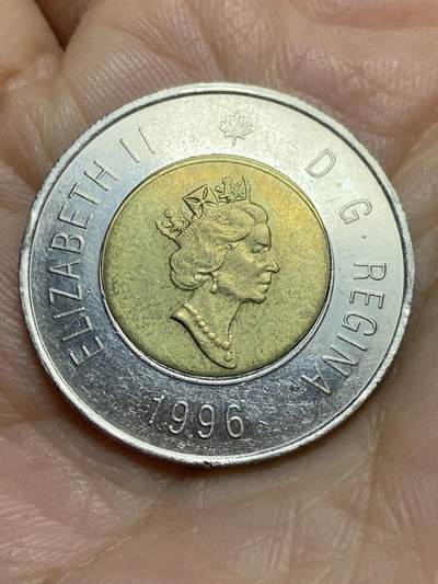2025年第一百二十三场(总第一百四十九场）外国好品散币(免佣金) 加拿大🇨🇦1996年2元(伊丽莎白二世中年高冠)