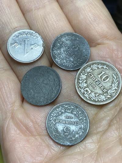 2025年第一百二十三场(总第一百四十九场）外国好品散币(免佣金) - 散币5枚：芬兰🇫🇮1954年1马克，保加利亚王国1917年5斯托丁基，1906年10斯托丁基