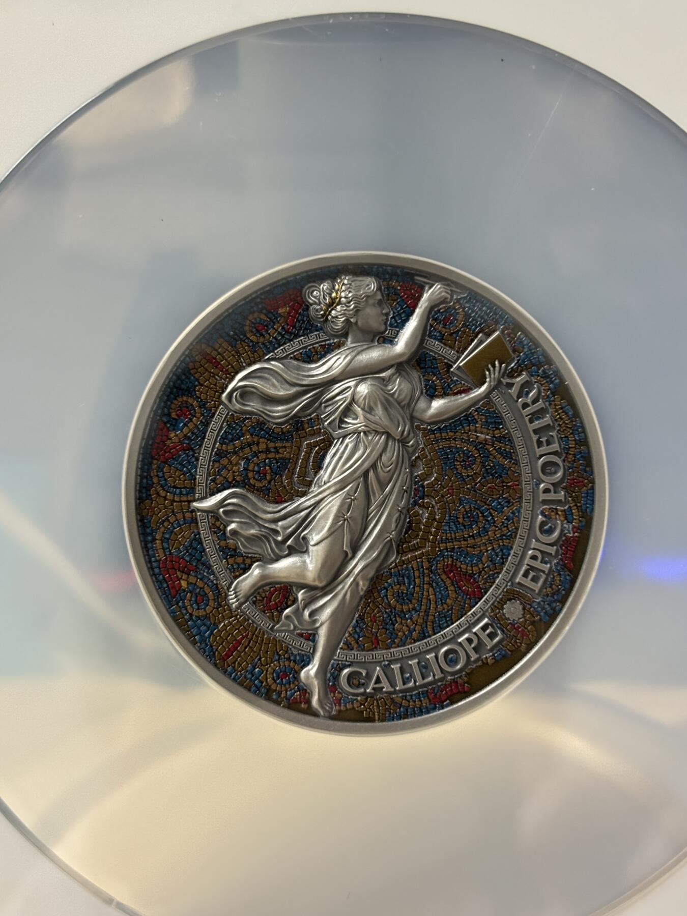 第181期拍卖  喀麦隆2024史诗级缪斯女神卡利奥普彩银币NGC-MS70首无盒无证书，999银，发行500枚