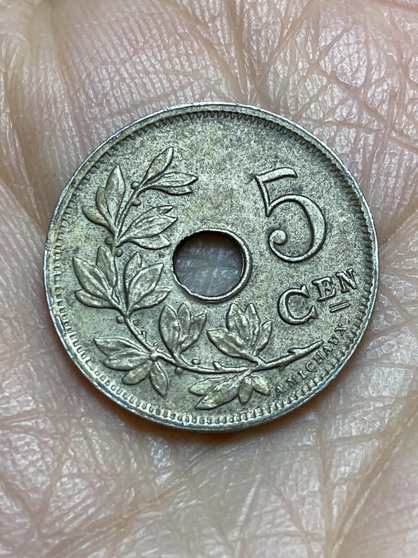 2025年第一百二十三场(总第一百四十九场）外国好品散币(免佣金) 比利时🇧🇪1925年5分(阿尔贝一世时期，荷语版)