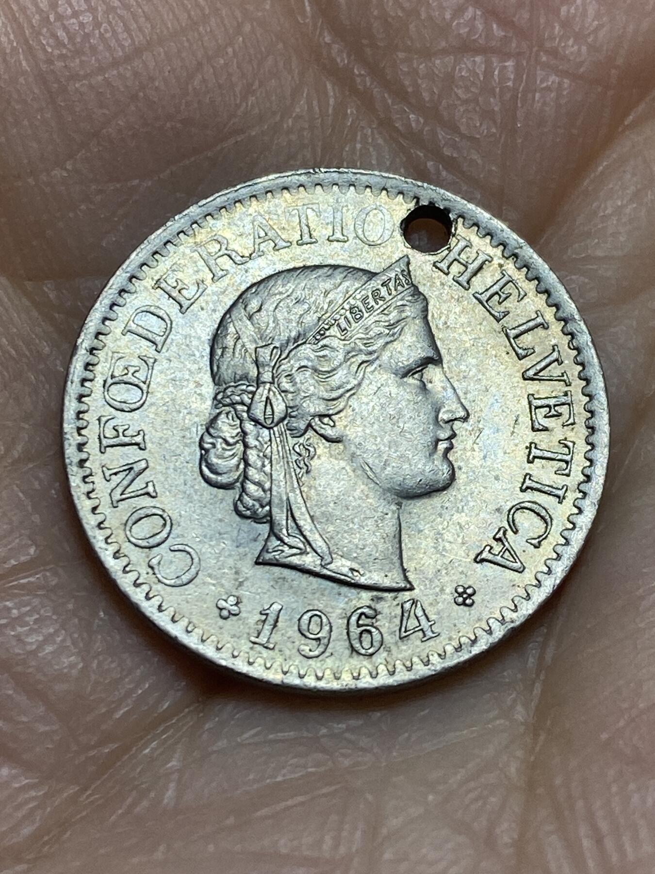 2025年第一百二十三场(总第一百四十九场）外国好品散币(免佣金) 打孔–瑞士🇨🇭1964年10分