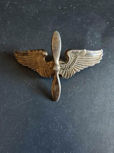 老王徽章第161期 - 美国空军学员大檐帽徽      全尺寸2.75英寸     早期925银镀金     20g