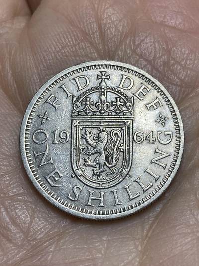 2025年第一百二十三场(总第一百四十九场）外国好品散币(免佣金) - 英国🇬🇧1964年1先令(伊丽莎白二世青年桂冠第二版，苏格兰盾徽)