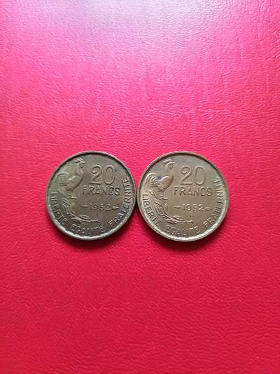 【云涧收藏】第七十七场 - 法国1952年好品20法朗一对