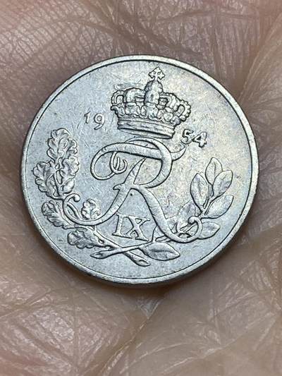 2025年第一百二十二场(总第一百四十八场）外国好品散币(免佣金) - 丹麦🇩🇰1954年10欧尔(弗雷德里克九世第一版，N; S版)