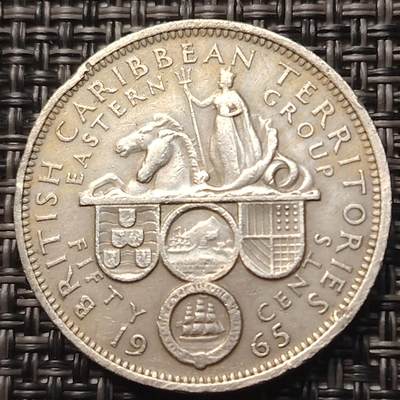 布加迪🐬～世界钱币(上海)🌾第 257 期 /  各国套币和散币 - 东加勒比国家 1965年 50分