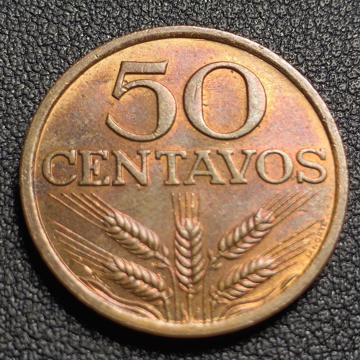 泉币菌-第127场-精品福利场(115场之后的本周末发货，感谢理解) 原铜光UNC 葡萄牙50分铜币 1974年 十字架 22.5mm