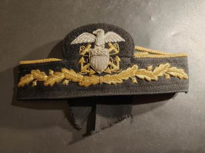 老王徽章第161期 - 美国海军大檐帽帽徽     刺绣版     海军少校到上校使用