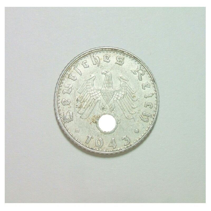 稀年 德国第三帝国1943年G版50芬尼 爽品