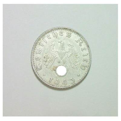 稀年 德国第三帝国1943年G版50芬尼 爽品 - 稀年 德国第三帝国1943年G版50芬尼 爽品