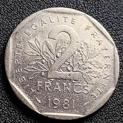 泉币菌-第123场-精品福利场(115场之后的本周末发货，感谢理解) - 法国早期（1981年）2法郎镍币 26mm 播种女神 入欧前 末版 绝版币