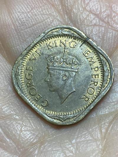 2025年第一百二十三场(总第一百四十九场）外国好品散币(免佣金) 英属印度1944年1/2安娜(乔治六世时期)