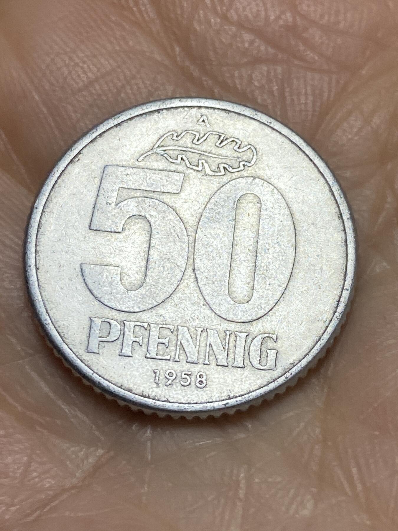 2025年第一百二十二场(总第一百四十八场）外国好品散币(免佣金) 民主德国1958年50芬尼