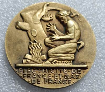 瓶子🏺第215期拍卖会 -   20世纪法国电力公司荣誉员工镀金纪念铜章