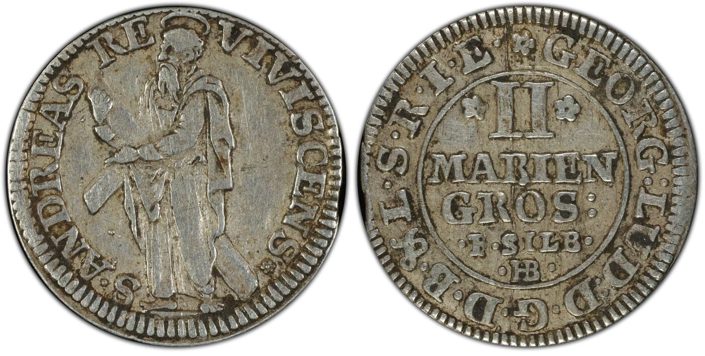 博洋堂“物美丰成”11月精品专场暨第145期（全场包邮） PCGS AU50 德国布伦瑞克-卡伦堡-汉诺威2Mgr银币，唯一冠军分！