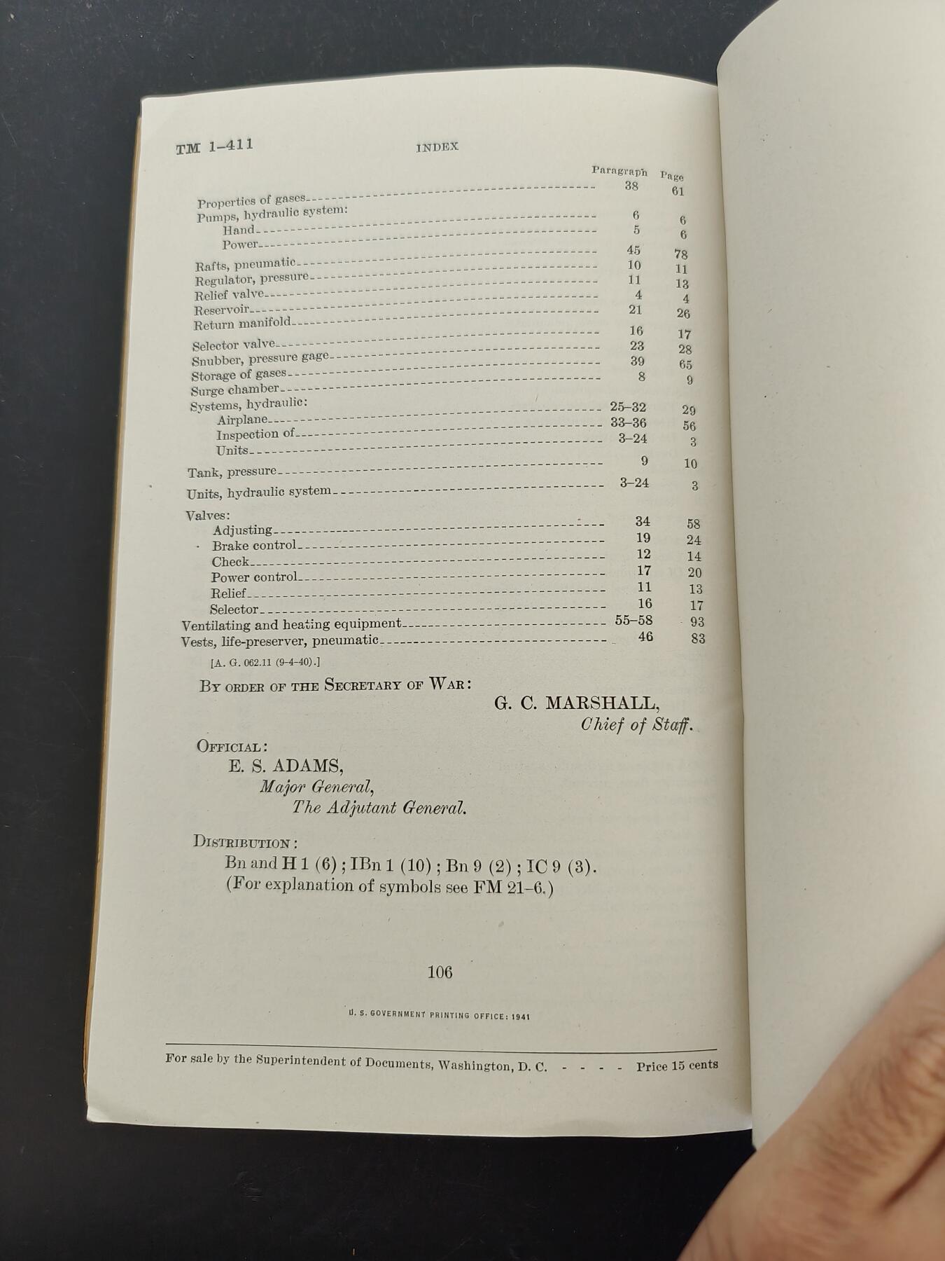 老王徽章第161期 美国战争部《飞机液压系统及杂项设备技术手册》技术手册      1941年出版      供美国陆军/海军航空兵及地勤人员学习使用       内容丰富     106页
