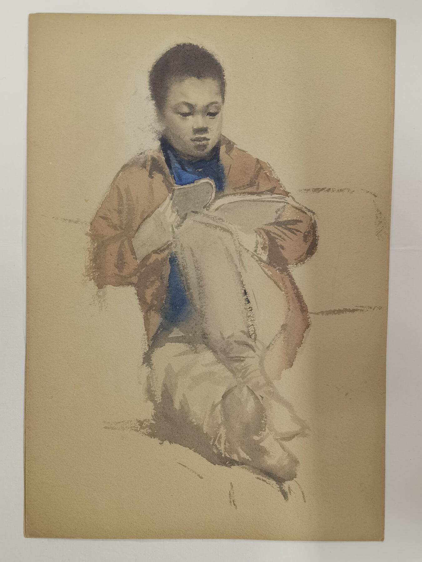 段伟君五十年代人物画稿5张八开大小