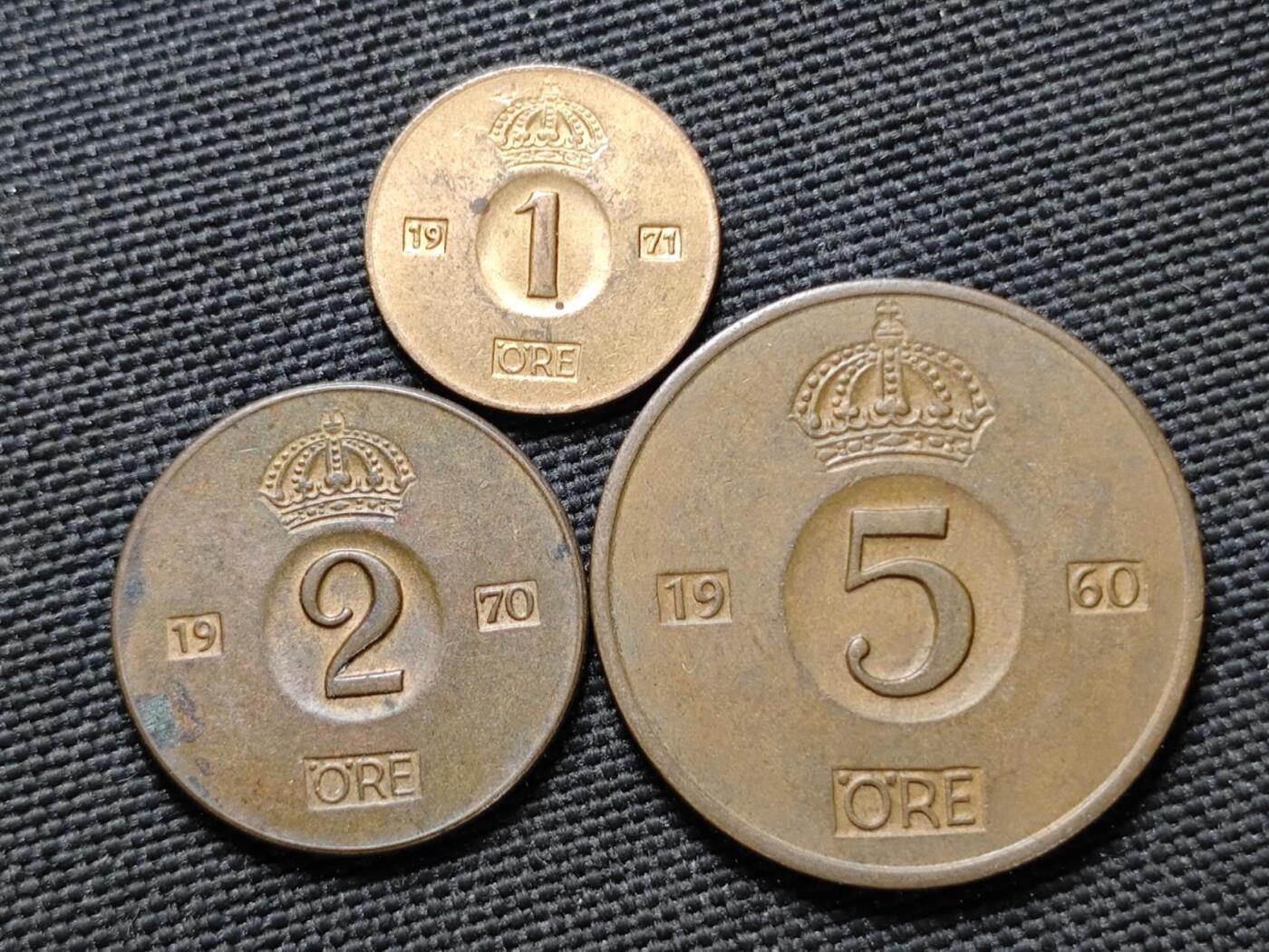 KK钱币收藏小铺  第364场  2月预留时间 周末发货  瑞典大小面值铜币一套