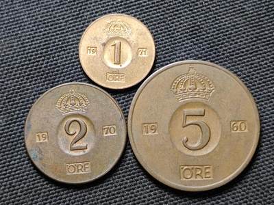 KK钱币收藏小铺  第364场  2月预留时间 周末发货 -  瑞典大小面值铜币一套