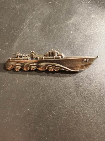 老王徽章第161期 - 美国海军二战PT鱼雷艇证章     横针版     925银     全尺寸