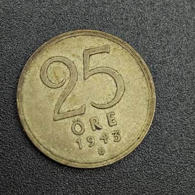 【淘币小摊】实时拍第七百八十八拍   散币小银币场   满百包邮可预留二周 每周一统一发货   - 瑞典1943年25欧尔银币