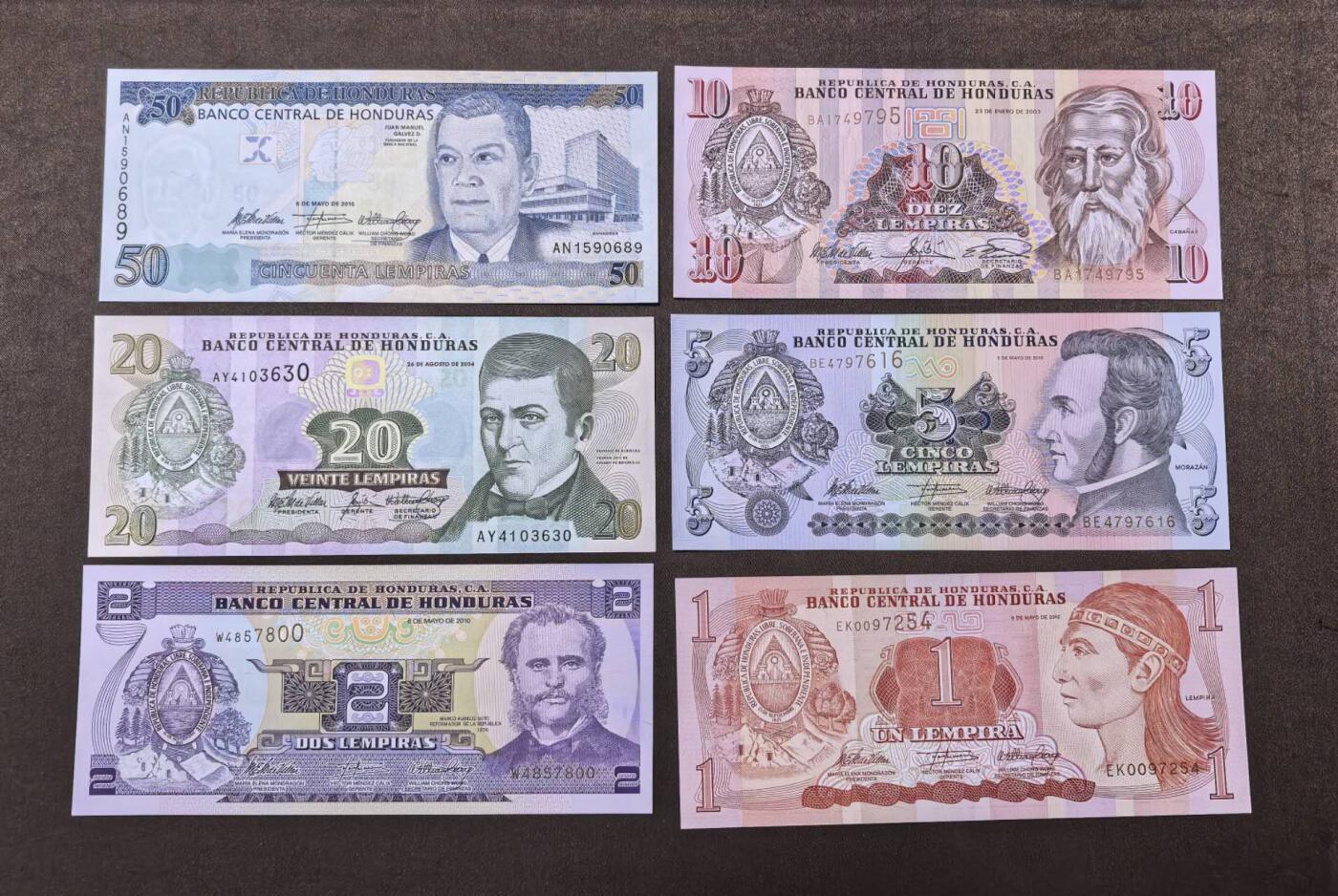 北京马甸外国币专卖第146期，外国纸币币专场，陆续上拍，欢迎关注 洪都拉斯6张全新