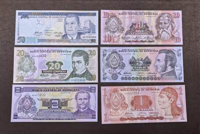 北京马甸外国币专卖第146期，外国纸币币专场，陆续上拍，欢迎关注 - 洪都拉斯6张全新