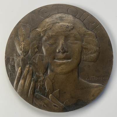 掌中浮雕-藏着的欧洲第040场 - 法国体育赛事大铜章，大师莫隆作品，67mm，140g