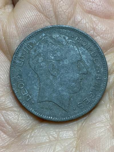 2025年第一百二十三场(总第一百四十九场）外国好品散币(免佣金) 比利时🇧🇪1943年5法郎(利奥波德三世，二战德国占领时期，法语版)