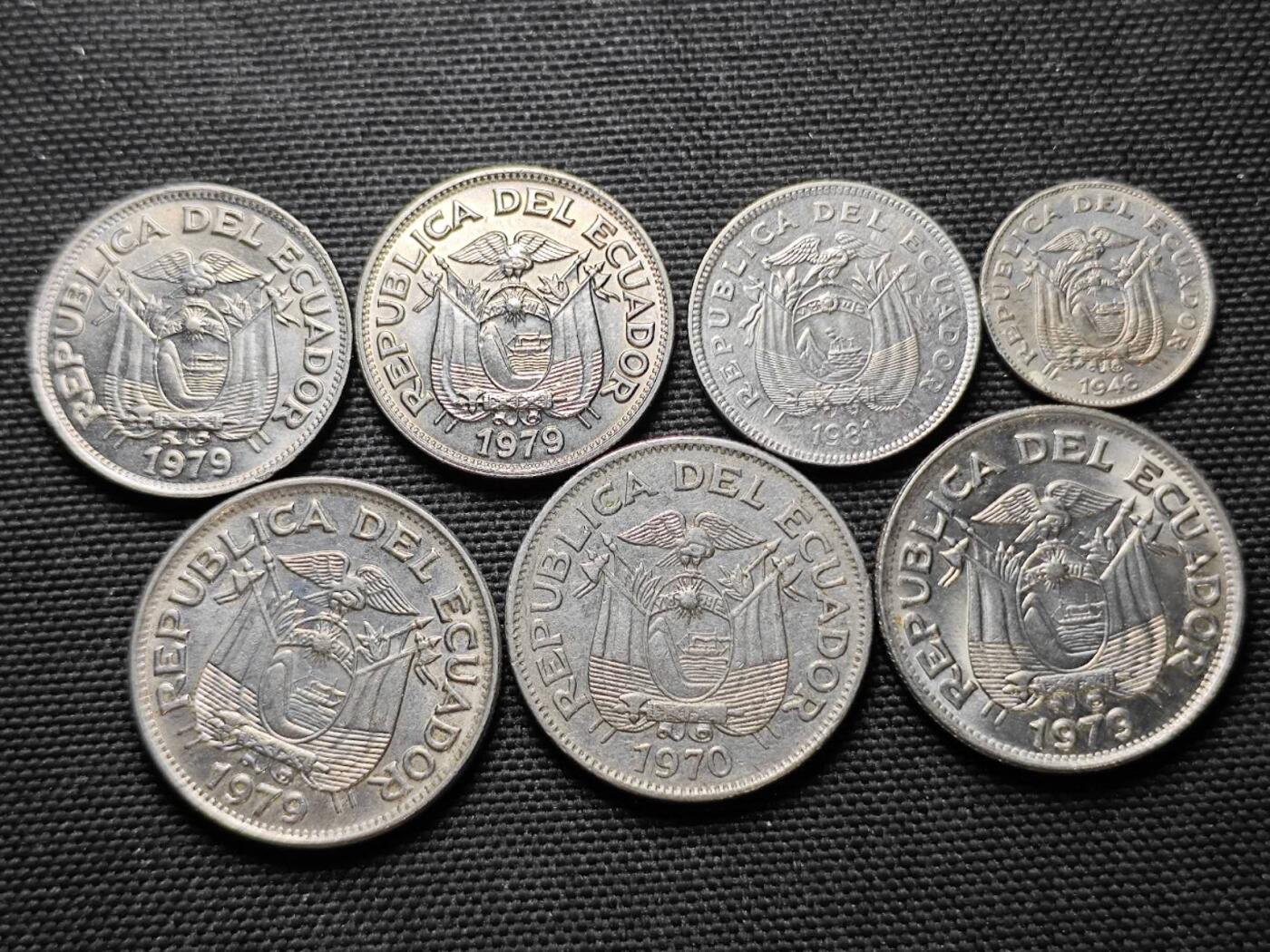 KK钱币收藏小铺  第364场  2月预留时间 周末发货  厄瓜多尔一组7枚