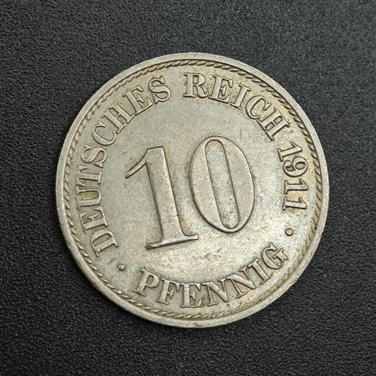 【淘币小摊】实时拍第七百八十八拍   散币小银币场   满百包邮可预留二周 每周一统一发货   德国1911年10芬妮镍币