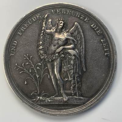 掌中浮雕-藏着的欧洲第040场 - 德国1800年新世纪美好祝愿银章 祝福健康和珍惜时间纪念银章 ，名家Loos作品， 36.2mm，13.27g