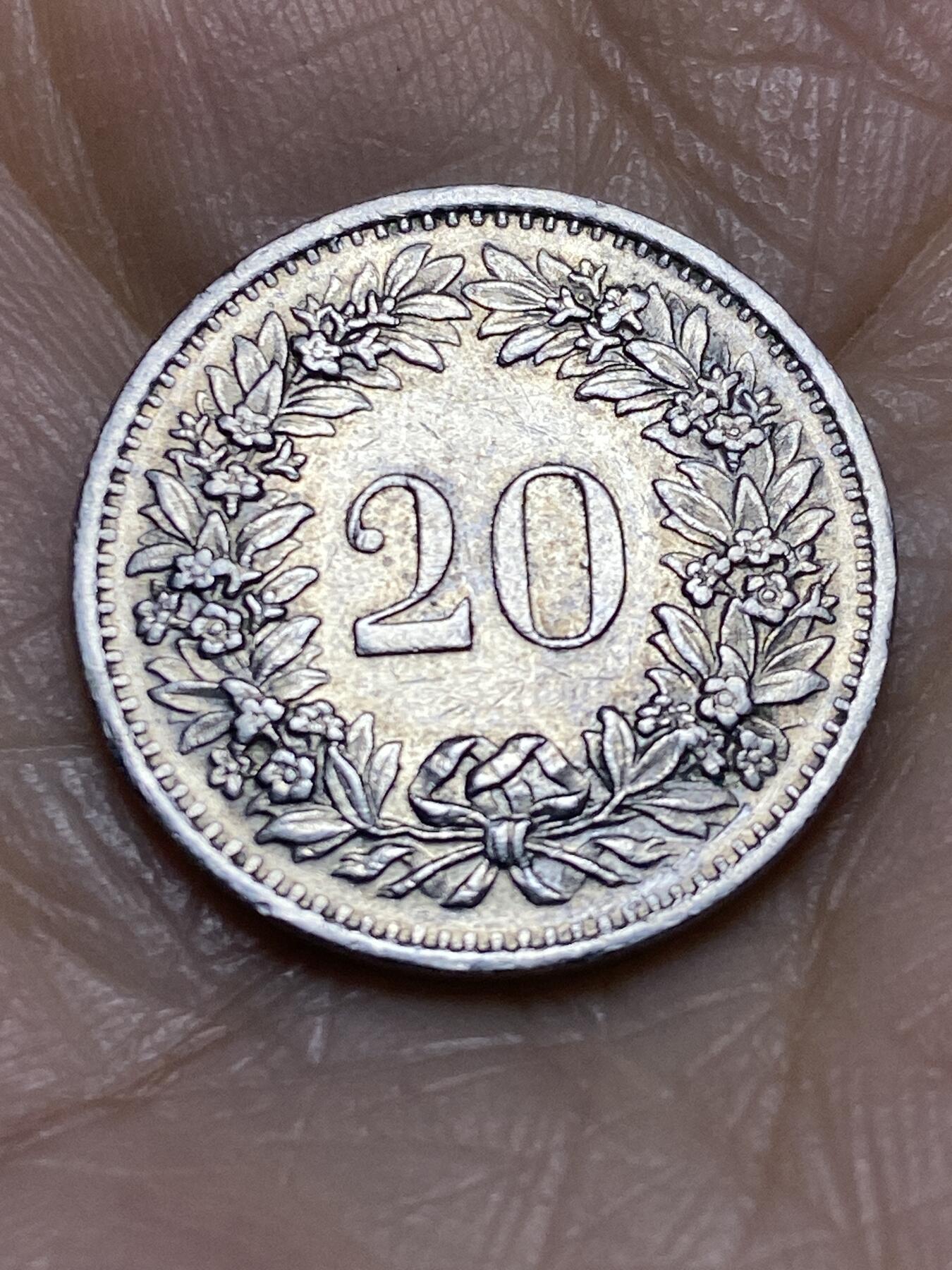 2025年第一百二十二场(总第一百四十八场）外国好品散币(免佣金) 瑞士🇨🇭1970年20分(无标版)