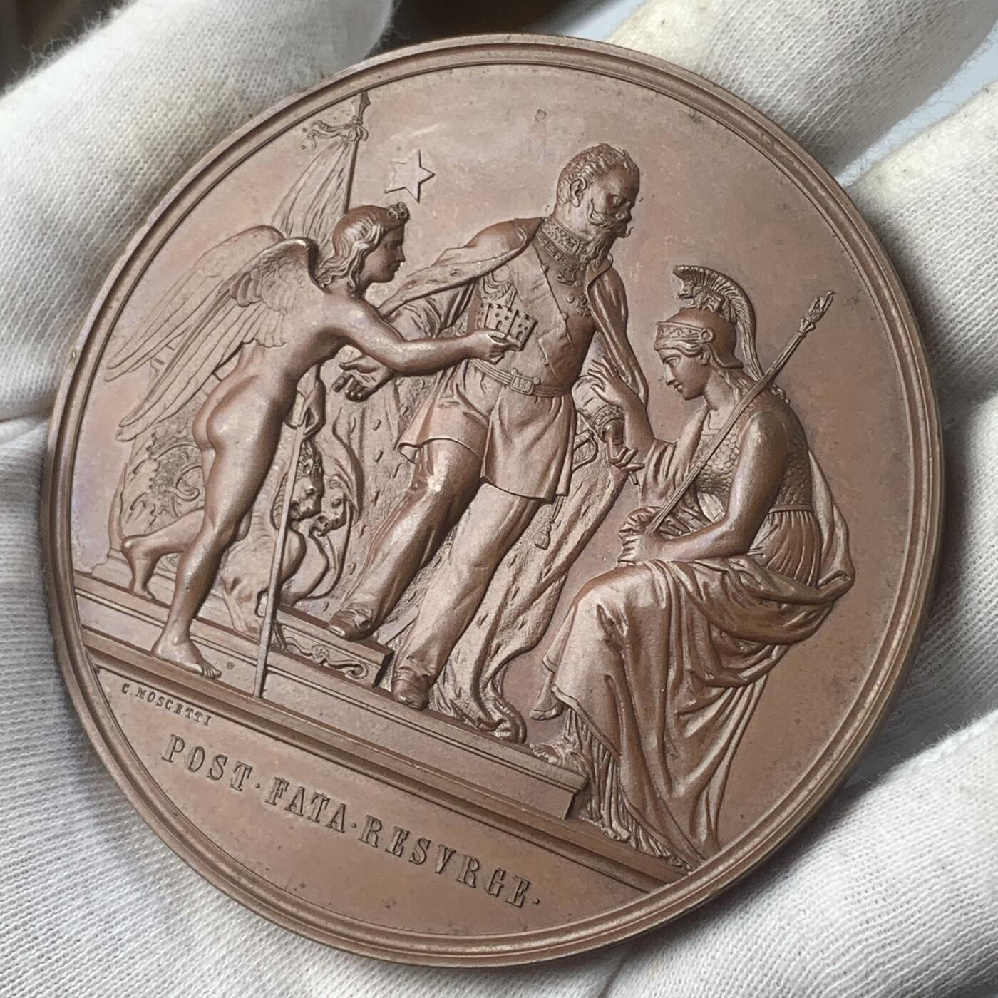 掌中浮雕-藏着的欧洲第040场 意大利王国1871年全国统一并迁都罗马纪念大铜章，75mm。