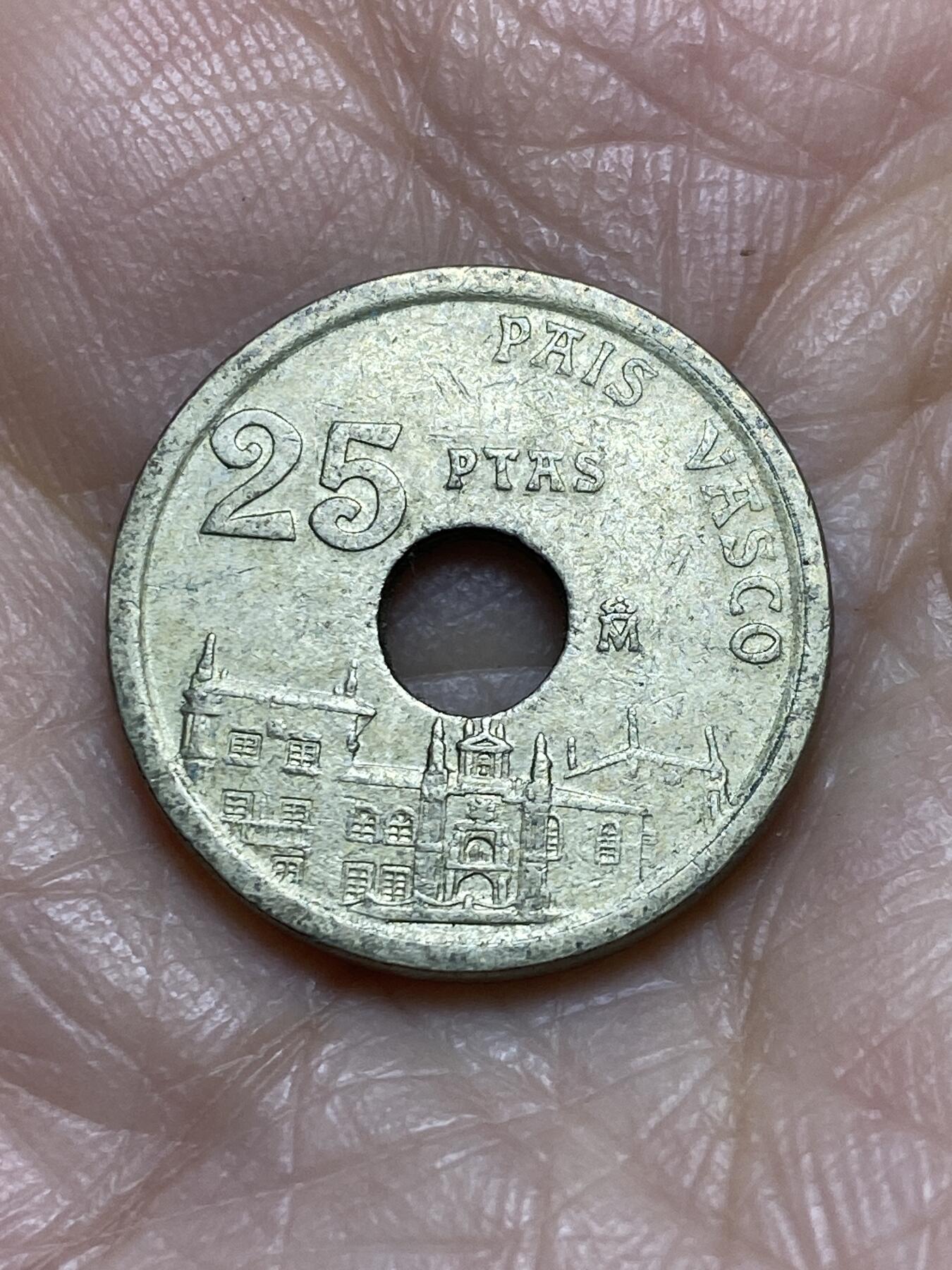 2025年第一百二十二场(总第一百四十八场）外国好品散币(免佣金) 西班牙🇪🇸1993年25比塞塔(巴斯克自治区纪念币)